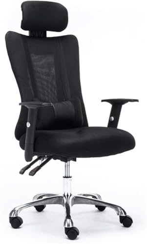 Ergonomischer Bürostuhl mit hoher Rückenlehne, Netzstoff, verstellbarer Drehstuhl, Schreibtischstuhl mit multifunktionaler Kopfstütze und Armlehnen, bequem für Zuhause und Büro, unterstützt 150 kg von Generisch