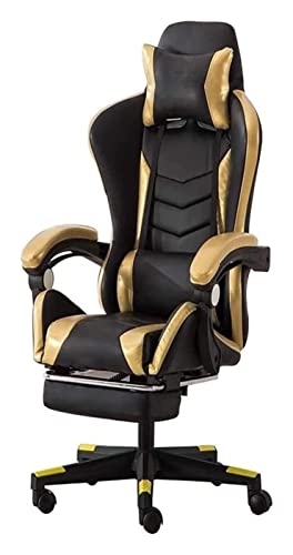 Ergonomischer Bürostuhl mit hoher Rückenlehne, Racing-E-Sports-Gaming-Stuhl, Dreh-Design, mit Fußhocker, moderner Computer-Schreibtischstuhl für Zuhause und Büro, Cha-Gold von Generisch