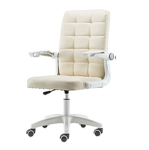Ergonomischer Bürostuhl mit mittlerer Rückenlehne – Drehstuhl Chefsessel mit verstellbaren Armlehnen – Bequemer Leder-Polsterstuhl für Zuhause & Büro von Generisch
