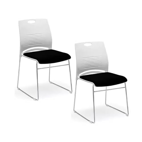Ergonomischer Bürostuhl mit niedriger Rückenlehne und stapelbarem Design für Trainingsraum und Empfangsraum, 2er Set, Schwarz von Generisch