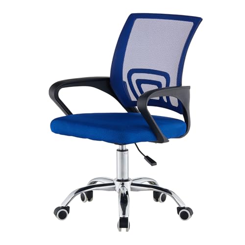 Ergonomischer Bürostuhl mit verstellbaren Armlehnen, Netzrückseite, Lendenwirbelstütze, Dreh-Design, flexible Räder, perfekt für Zuhause und Büro (blau) von Generisch