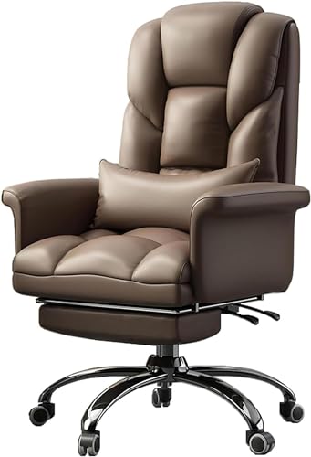 Ergonomischer Chefsessel, PU-Leder, Drehstuhl, mit Fußstütze und 360° drehbaren Rollen, extra gepolsterte Armlehne, großer Sitz, Computerstuhl, einfach zu montieren von Generisch
