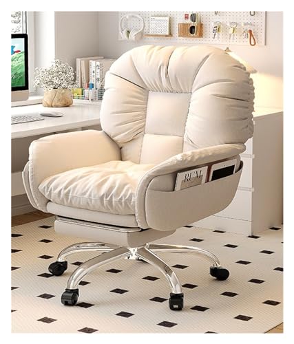 Ergonomischer Chefsessel mit Rückenlehne und Drehfunktion für komfortables Sitzgefühl (Beige Fußpedalgröße) von Generisch