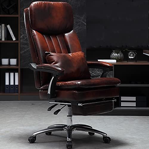 Ergonomischer Chefsessel mit hoher Rückenlehne, 360° drehbar, höhenverstellbar, PU-Leder, Liegestuhl mit einziehbarer Fußstütze und doppelter Polsterung, perfekter Gaming- und Bürostuhl, rot/braun von Generisch