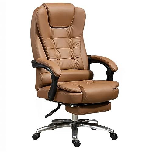 Ergonomischer Chefsessel mit hoher Rückenlehne und Kippfunktion, großer Mikrofaser-Ledersitz, Drehstuhl, Schreibtischstuhl mit extra gepolsterter Armlehne, Grau (Bernstein) von Generisch