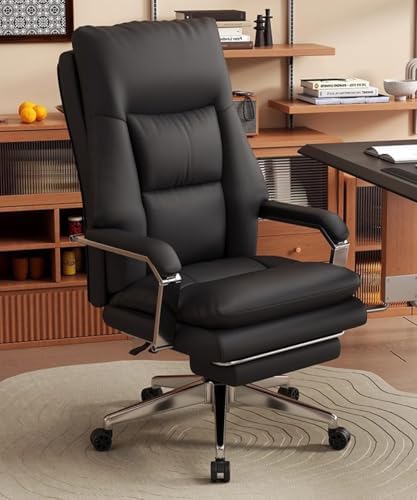 Ergonomischer Chefsessel mit verstellbarer Höhe, Liegefunktion, einziehbarer Fußstütze und Armlehnen für Büro- und Computertisch von Generisch