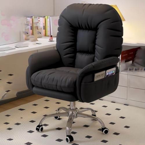 Ergonomischer Computerstuhl mit hoher Rückenlehne, Leder, mit Lendenwirbelstütze, Fußstütze, Drehgelenk, verstellbarer Chefsessel für Home Office und Gaming von Generisch