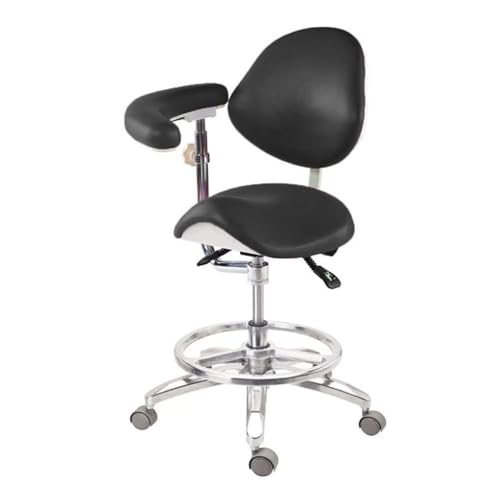 Ergonomischer Drehsattelstuhl mit Rückenlehne und Armlehne, Mikrofaser-Ledersitz für verbesserten Komfort in Kliniken, Tattoo-Studios und Heimbüros von Generisch