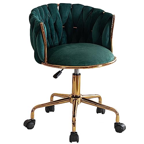 Ergonomischer Drehstuhl aus Samt mit mittlerer Rückenlehne, höhenverstellbar, für Heimbüro und Schminktisch, mit gewebter Rückenlehne, für Wohnzimmer, Schlafzimmer und Büro von Generisch