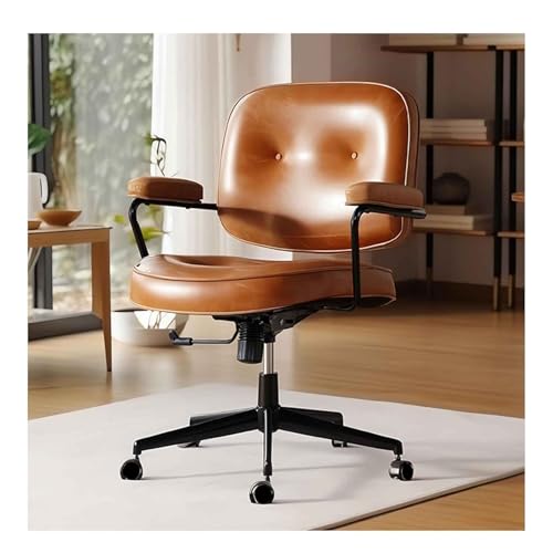 Ergonomischer Drehstuhl für Heimbüro, Leder-Computerstuhl mit neigbarer Rückenlehne, verstellbare Höhe, bequeme Armlehnen, gepolsterter Schreibtisch-Arbeitsstuhl von Generisch