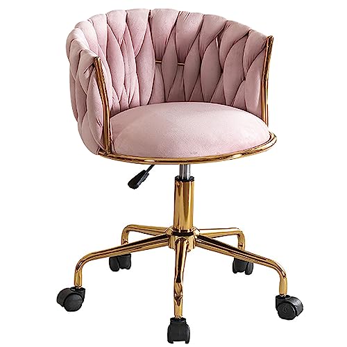 Ergonomischer Drehstuhl mit mittlerer Rückenlehne aus Samt – höhenverstellbarer Schreibtischstuhl für Zuhause, Büro, Wohnzimmer, Schlafzimmer, Schminkzimmer – stilvolles gewebtes Rückenlehnen-Design von Generisch