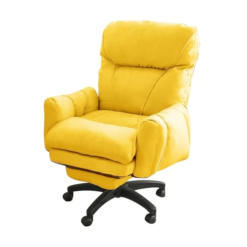 Ergonomischer Einzel-Sofa-Gaming-Stuhl mit Fußstütze – Lazy Recliner Büro-Schreibtischstuhl für Schlafzimmer, Wohnheim und Freizeit – Stilvoller Akzentstuhl für Mädchen (Gelb) von Generisch