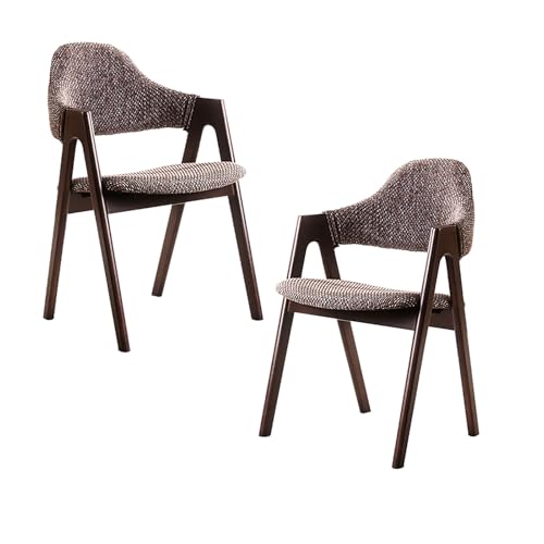 Ergonomischer Esszimmerstuhl mit Armlehnen – Mid Century Moderner Loungesessel für Home Office mit Leinensitz und Massivholzbeinen, 2er-Set Ergonomischer Esszimmerstuhl mit Armlehnen – Mid Century Moderner Loungesessel für Home Office mit Leinensitz und Massivholzbeinen, 2er-Set von Generisch