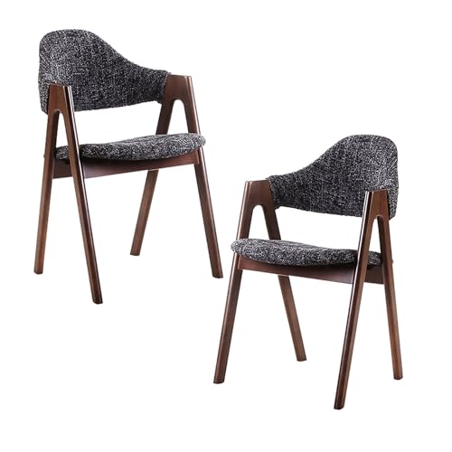 Ergonomischer Esszimmerstuhl mit Armlehnen – Mid Century Moderner Loungesessel für Home Office mit Leinensitz und Massivholzbeinen, 2er-Set Ergonomischer Esszimmerstuhl mit Armlehnen – Mid Century Moderner Loungesessel für Home Office mit Leinensitz und Massivholzbeinen, 2er-Set von Generisch