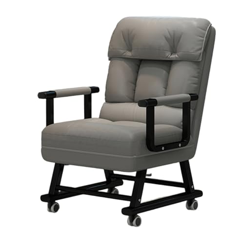 Ergonomischer Gaming-Bürostuhl mit Rollen, verstellbare Rückenlehne in 5 Positionen, doppelt gepolsterter Kunstledersitz, ideal für Heimbüro und Schlafzimmer (Chrom, 65 cm) von Generisch