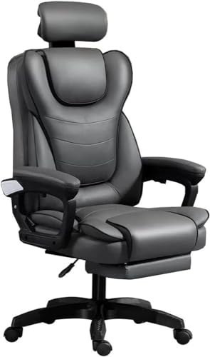 Ergonomischer Gaming Bürostuhl mit hoher Rückenlehne, Fußstütze, Lordosenstütze - Bequemer Arbeits- & Gaming-Stuhl in Grau, Einheitsgröße von Generisch