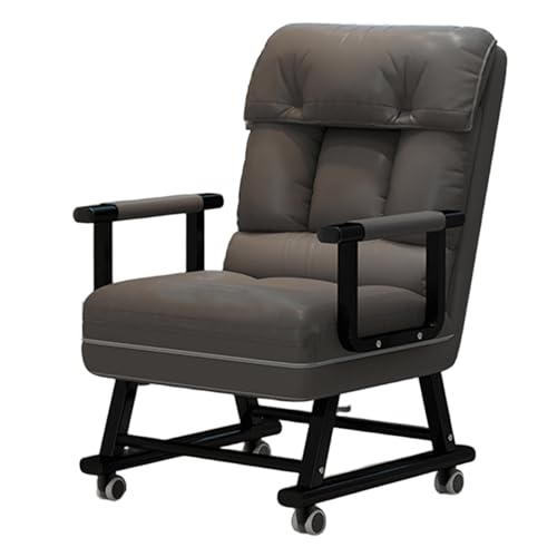 Ergonomischer Gaming-Stuhl mit Rollen, verstellbare Rückenlehne in 5 Positionen, doppelt gepolsterter, bequemer Büro-Schreibtischstuhl für Zuhause und Büro, Grau (55 cm) von Generisch