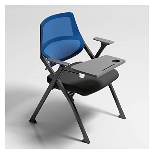 Ergonomischer Klappstuhl für Konferenzen, mit Tablet-Arm und Schreibtafel, Netz-Rückenlehne, gepolstert, mobiler Stuhl, ideal für Meetings, Blau von Generisch