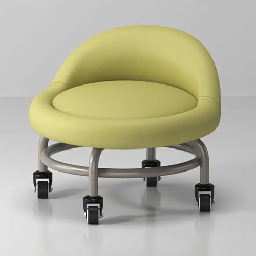 Ergonomischer Rollhocker mit Rückenstütze – PU-Ledersitz, 360° drehbare Räder für Zuhause, Büro, Garage, Massage, Fitness von Generisch