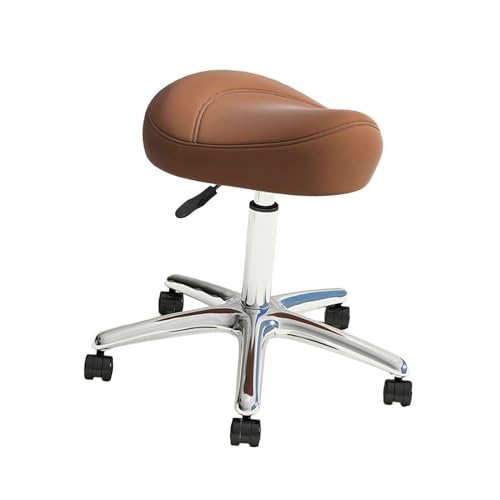 Ergonomischer Sattelhocker Mit Rädern, Einfache Installation,Stuhlhöhe 46 Bis 60 cm Verstellbar,for Schneiden Im Home Office Spa Salon(Brown) von Generisch