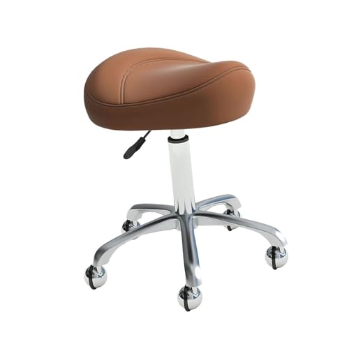 Ergonomischer Sattelhocker Mit Rädern, Friseurstuhl Mit Sanfter Bewegung, Höhenverstellbar Von 46 Bis 60 cm, for Shop Home Office Salon(Brown) von Generisch