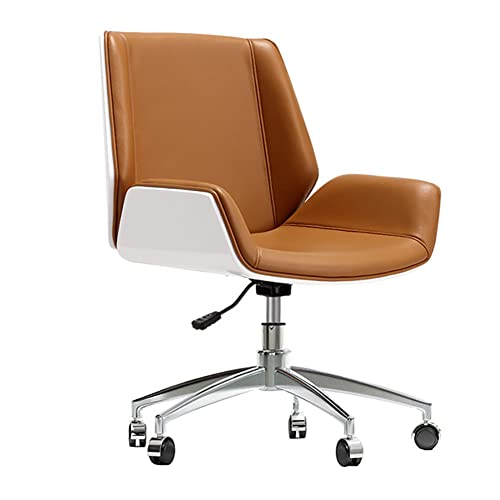 Ergonomischer Schreibtischdrehstuhl mit verstellbarer Höhe und Armlehnen, mittlere Rückenlehne, Bürostuhl mit Rollen, Leder-Arbeitsstuhl für Computerarbeit, Schwarz von Generisch