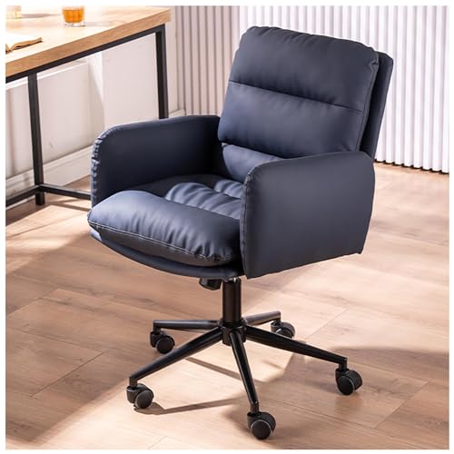 Ergonomischer Schreibtischstuhl aus Leder mit höhenverstellbaren Rädern und Armlehnen, bequemer gepolsterter Schminkstuhl für Computerstühle und Empfangsbereich Ergonomischer Schreibtischstuhl aus Leder mit höhenverstellbaren Rädern und Armlehnen, bequemer gepolsterter Schminkstuhl für Computerstühle und Empfangsbereich von Generisch