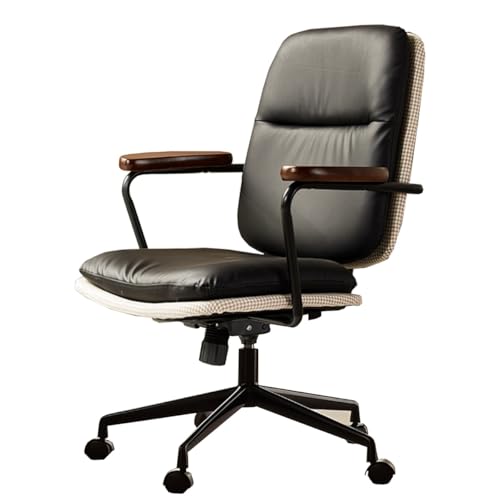 Ergonomischer Schreibtischstuhl aus PU-Leder für Heimbüro, drehbarer Computer-Gaming-Stuhl mit Armlehnen, moderner gepolsterter Schminkstuhl mit Schaukelmodus für Büro und Schlafzimmer von Generisch