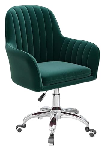 Ergonomischer Schreibtischstuhl aus Samt mit verstellbarer Höhe und Armlehnen, stilvoller grüner Computerstuhl für Zuhause, Büro, Schlafzimmer und Arbeitsbereiche, bequeme gepolsterte Sitzgelegenheit von Generisch
