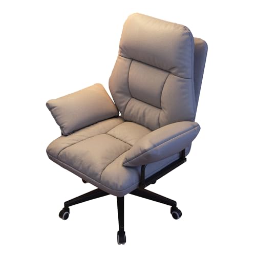 Ergonomischer Schreibtischstuhl mit weich gepolstertem Sitz, höhenverstellbar und Rollen, bequemer Bürostuhl für Zuhause, Studium oder Computer (Hellgrau ohne Armlehnen) von Generisch