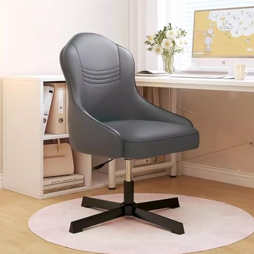 Ergonomischer Studentenstuhl mit 360° drehbarer hoher Rückenlehne und Ledergepolstertem Kissen, kompaktes schwarzes Kreuzbein-Design, idealer Heimbürostuhl für Erwachsene in kleinen Räumen, Dunkelgrau von Generisch