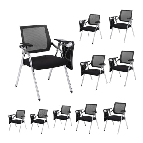 Ergonomischer Studentenstuhl mit angenähtem Schreibtisch, klappbarer Büro-Schreibtischstuhl mit Lendenwirbelstütze, Armlehne und stapelbaren Konferenzraumstühlen mit Netzrückseite (10er-Set) von Generisch