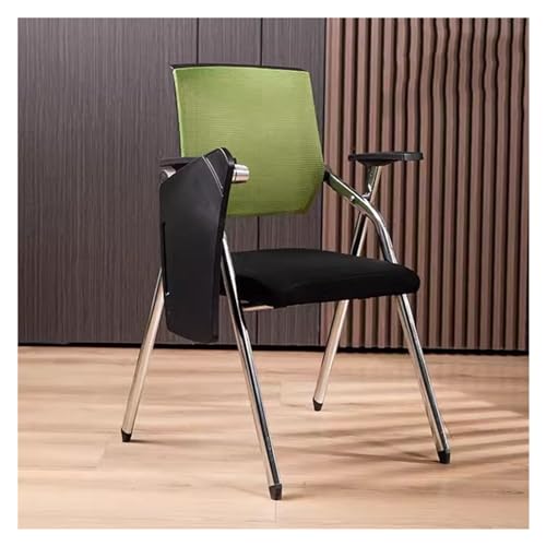 Ergonomischer Studentenstuhl mit befestigtem Schreibtisch, faltbar, stapelbar, Büro-Trainingsstuhl mit Lendenwirbelstütze und Tablet-Arm-Schreibtafel (grün) von Generisch