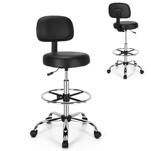Ergonomischer Zeichenhocker mit verstellbarer Höhe, Drehfuß, Rückenlehne und Fußstütze für Büro, Salon und Zuhause von Generisch