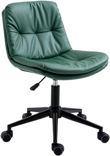 Ergonomischer kleiner Schreibtisch für Home Office – Armloser verstellbarer Drehstuhl Computerstuhl aus Kunstleder für kleine Räume, stilvolles und platzsparendes Design von Generisch