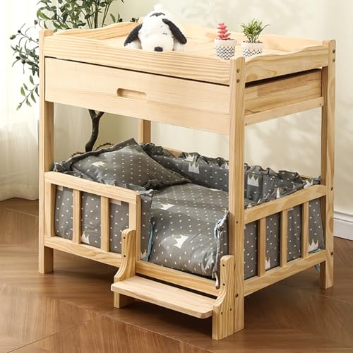 Erhöhtes Haustierbett mit Stauraum und abnehmbarer Matte – Hundebett aus Holz in Grau mit Leiter – ideal für Hunde und Katzen – Bequeme und stilvolle Ergänzung für Ihr Zuhause Erhöhtes Haustierbett mit Stauraum und abnehmbarer Matte – Hundebett aus Holz in Grau mit Leiter – ideal für Hunde und Katzen – Bequeme und stilvolle Ergänzung für Ihr Zuhause von Generisch