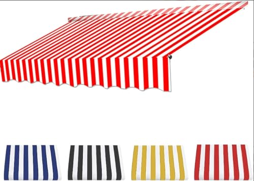 Ersatz Für Einziehbare Klemmmarkise, Markise Balkon Ersatz, Sonnenschutzdach Für Einziehbare Markisen for Terrasse, Balkon, Markisen Ersatzstoff-Red+White||2.5m von Generisch