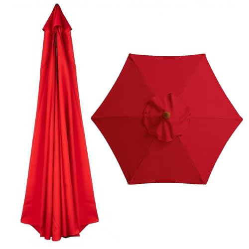 Ersatz Gartenschirm, 3.0 m/6 Streben Sonnenschirm Ersatzbezug, Außenbereich Ersatz Regenschirm Baldachin Abdeckung, Wasserdicht, für Terrasse, Pool, Weiß(Rot,200cm) von Generisch