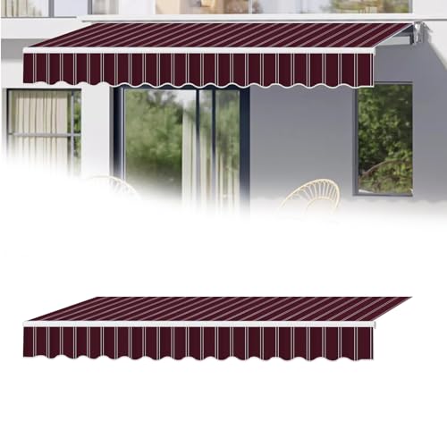 Ersatz-Leinwand für einziehbare Markise, 100 % wasserdichtes Polyester, Outdoor-Abdeckung mit UV-Schutz für Terrasse, Balkon, Hof, rote Streifen (6 x 3 m) von Generisch