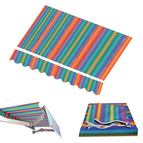 Ersatz-Markisenstoff, einziehbar, wasserdicht, 300 g/m² Polyester, manuell, für den Außenbereich, Terrasse, Sonnenschutz, Leinwand (ohne Rahmen), 3,6 x 3 m, Streifen von Generisch
