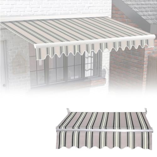 Ersatz-Markisenstoff für Balkone (Kein Rahmen) 280G Rahmenloses Polyester-Ersatzstoff Wasserdichter und UV-beständiger Markisenstoff für den Außenbereich4×2.5m(157×98in) Stripe von Generisch