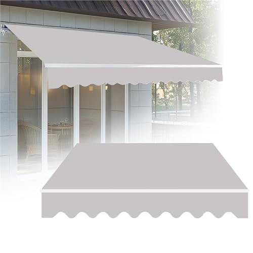 Ersatz-Stoffbezug für den Außenbereich, UV-Schutz, 3,7 x 3,0 m, einziehbarer Sonnenschutz für Terrasse, Veranda, Hinterhof, Polyester, Hellgrau von Generisch