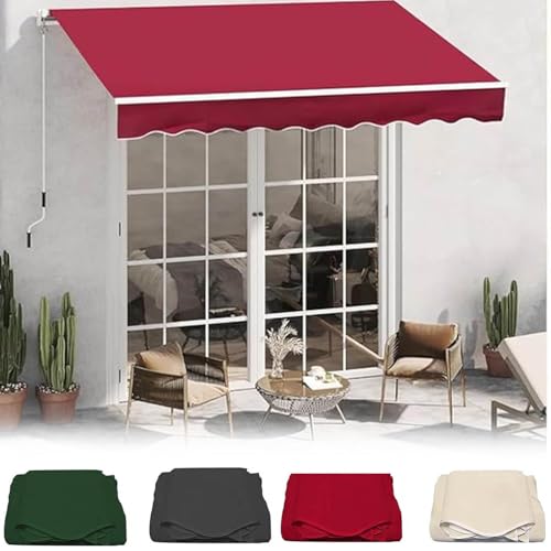 Ersatz Wasserdicht Leinwand für Outdoor Markise Baldachin Abdeckung Fenster Tür Rollo Reißfester Stoff Rot 7x6.5ft (2x2m) Rahmen Nicht enthalten von Generisch