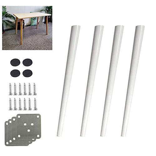 Massives Eichenholz-Set mit 4 Ersatzbeinen für Schrank, Schreibtisch, Esstisch, Stuhl, Sofa, schräges Kegeldesign, Weiß, 80 cm von generic