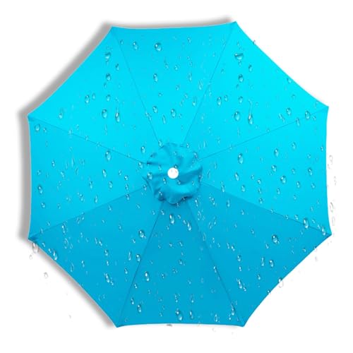 Ersatzbezüge für Terrasseschirm, 2.3/2.7/3.0 m 6/8 Rippen Sonnenschirm Abdeckung Ersatz, Strandschirme Ersatz-Überdachung, Wasserabweisend, UV-Beständig, Nur der Bezug(Seeblau,6 Rippen 250cm) von Generisch