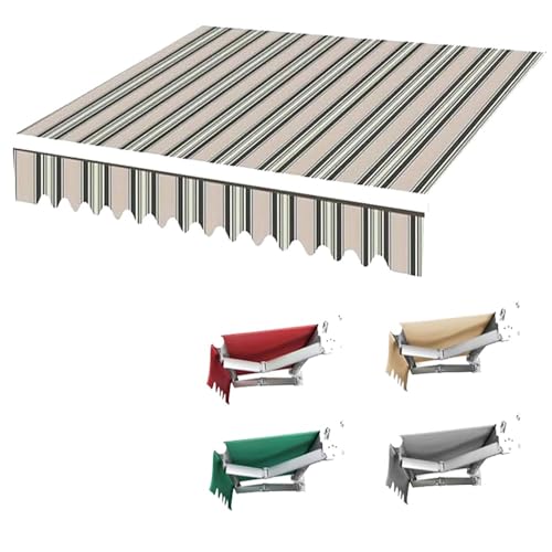 Ersatzbezug für Terrassenmarkise, manuell einziehbar, 3 m x 2,4 m, 4,6 x 3 m, Außendecktür, Fenster, Sonnenschutz, Baldachin, wasserdicht, Polyester, Sonnenschutz, Segeltuch (Streifen, 5 x 3 m) von Generisch