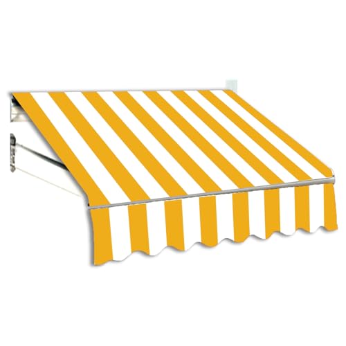 Ersatzdach 500x400cm Gelb Weiß Gestreift Polyester Canvas Sonnenschutz Hohe Lichtechtheit ideal für Fenster, Balkon und Geschäfte (nicht einziehbar) von Generisch