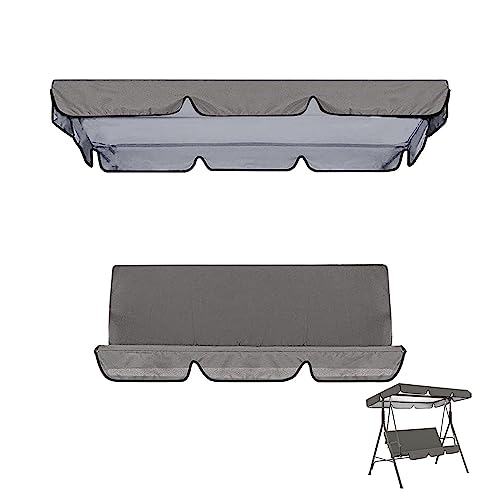 Ersatzdach für 3-Sitzer-Gartenschaukel – wasserdicht, UV-beständiger Sonnenschutz – Outdoor-Schaukelstuhl-Abdeckung – Grau 195 x 125 cm von Generisch