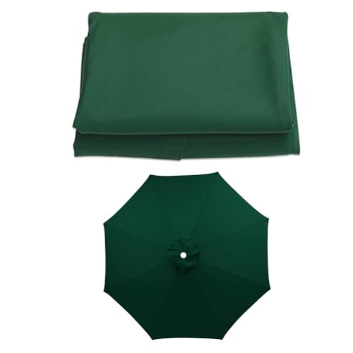 Ersatzdach für 6/8 Rippen, Terrassenschirm, UV-Schutz, Outdoor-Gewebeabdeckung für runden Tischschirm, 200–350 cm, Dunkelgrün, 2,3 m Baldachin von Generisch