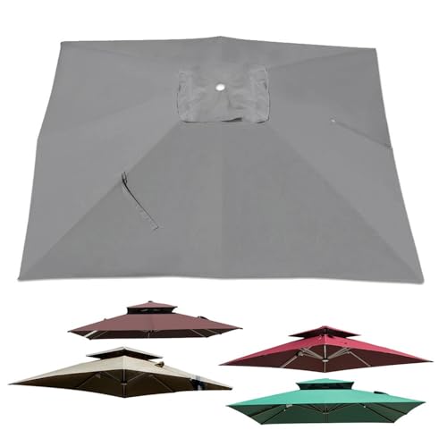Ersatzdach für quadratischen Terrassenschirm, 250 x 250 cm/300 x 300 cm, UV30+ Polyestergewebe für Garten, Terrasse, Pool, Grau (2,4 x 2,4 m) Outdoor-Regenschirmabdeckung von Generisch